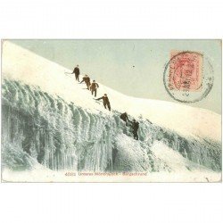 SUISSE. Unteres MÖnchsjoch Bergschrund 1912 Alpinistes Cordeurs