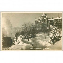 SUISSE. Caux Palace en Hiver avec Trai à vapeur 1933