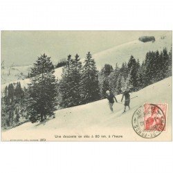 SUISSE. Une descente en skis 1910