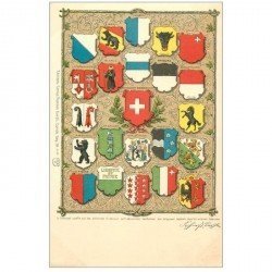 Suisse. Ecussons et couleurs des Cantons vers 1900