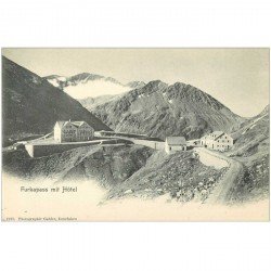 Suisse. Furkapass mit Hôtel vers 1900