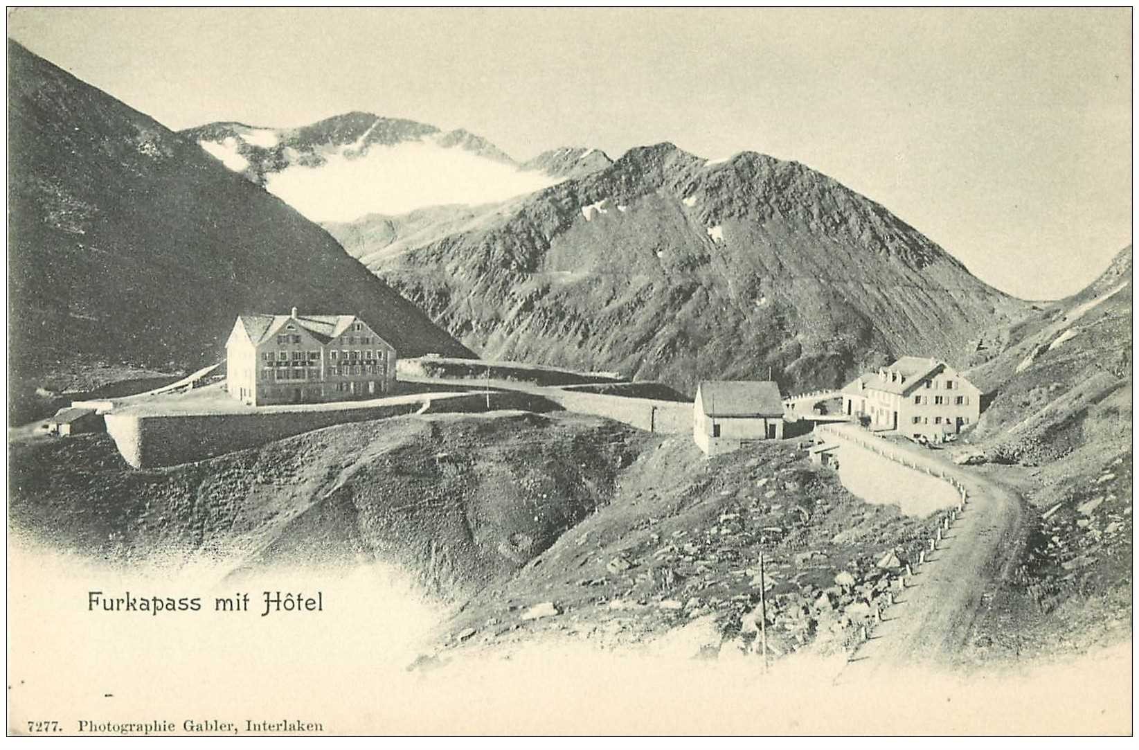 Suisse. Furkapass mit Hôtel vers 1900