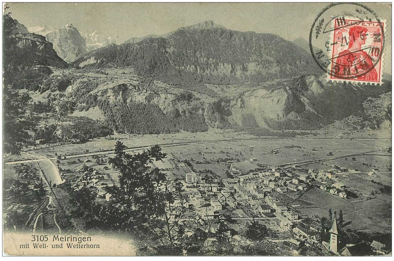 Suisse. MEIRINGEN mit Well und Wetterhorn 1917