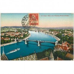 Suisse. BASEL BALE. Blick vom Münster Rheinaufwärts 1925