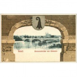 Suisse. BASEL BALE. Wettsteinbrûcke mit Münster vers 1900