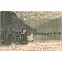 Suisse. CHILLON. La Dent du Midi 1904 carte finement granulée