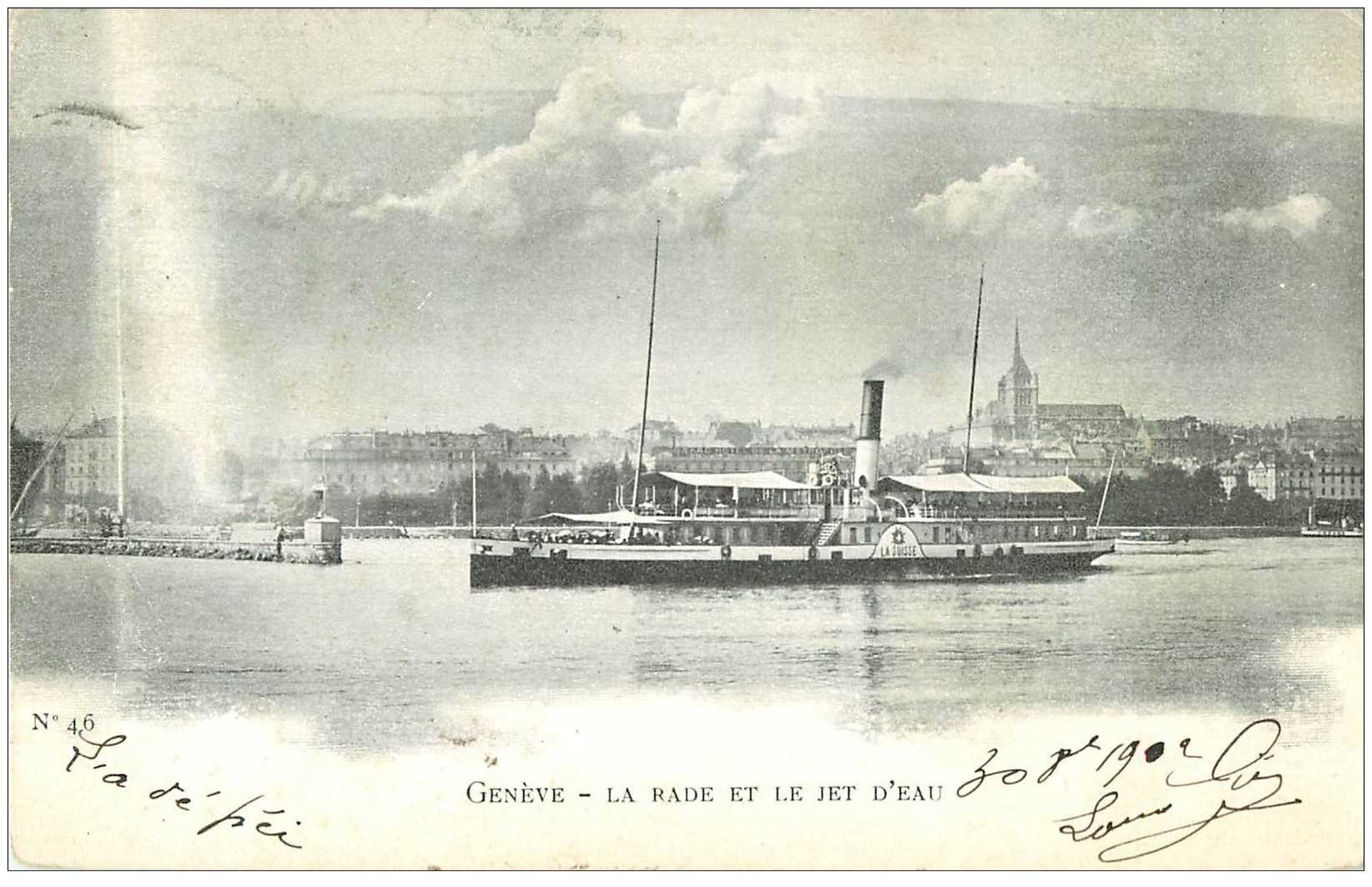 SUISSE. Genève. Rade et Jet d'Eau 1902