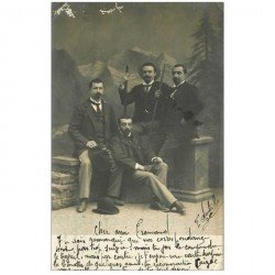 SUISSE. Luzern. Photo carte postale d'un groupe de randonneurs 1902