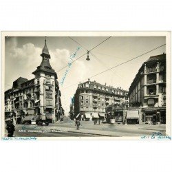SUISSE. Lausanne Place Chauderon et Avenue de France. photo carte postale 1933