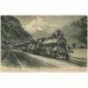 SUISSE. Gotthardexpress bei Flüelen mit Briestenstock 1908. Train et Locomotive à vapeur