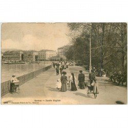 SUISSE. Genève. Jardin Anglais 1915 Nurses et poussettes landau