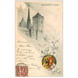 SUISSE. Genève. Tours de Saint-Pierre 1904. Armuries par Gantner. Petit blanc coin gauche...