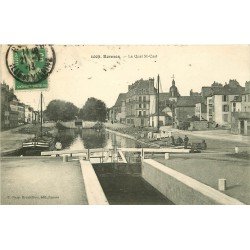 35 RENNES. Le Quai Saint-Cast avec Ecluse et Péniche 1913