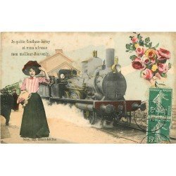 54 CONFLANS JARNY. Carte montage avec Locomotive à vapeur en Gare 1909
