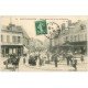 carte postale ancienne 02 SAINT-QUENTIN. Place Henri IV et rue St-Martin 1911. Fabrique de Chaussures Meunier