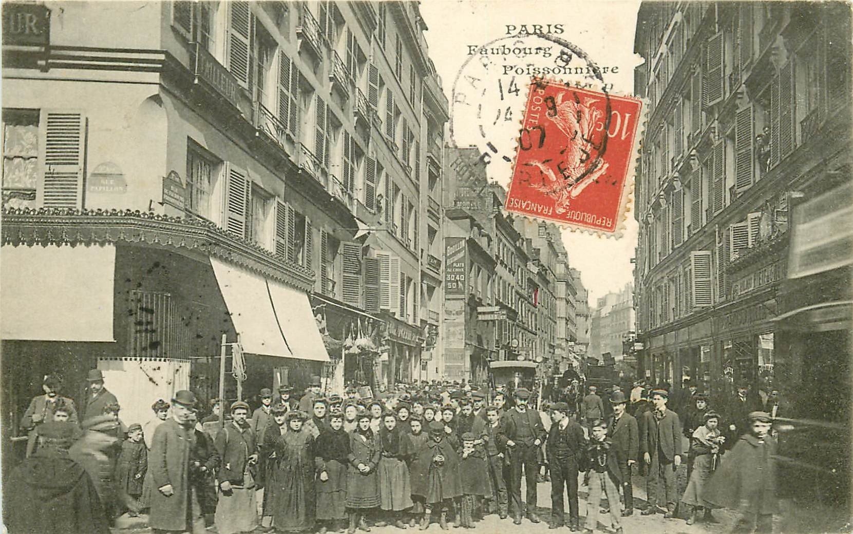 PARIS IX° Faubourg Poissonnière et rue Papillon 1907