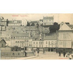 95 PONTOISE. Boucherie Boulangerie et Pharmacie Place du Pont 1911