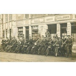 PROMOTION : 35 HIREL. Motards pour un Rallye devant Epicerie Mercerie Café des Sports