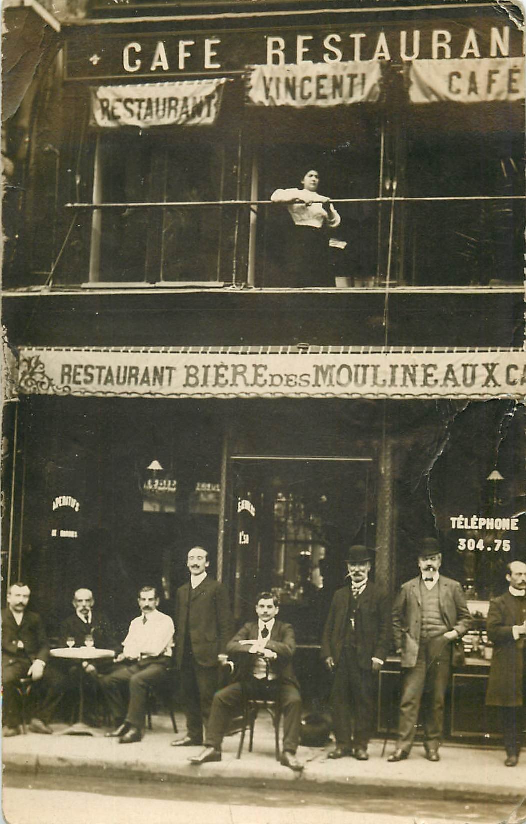 Photo Cpa à identifier. Café Restaurant Vincenti 1910