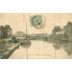 35 RENNES. Quai Saint-Cast avec Péniches 1906