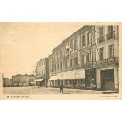 33 LANGON. Café du Midi Place Maubec et Banque Crédit Commercial de France 1934