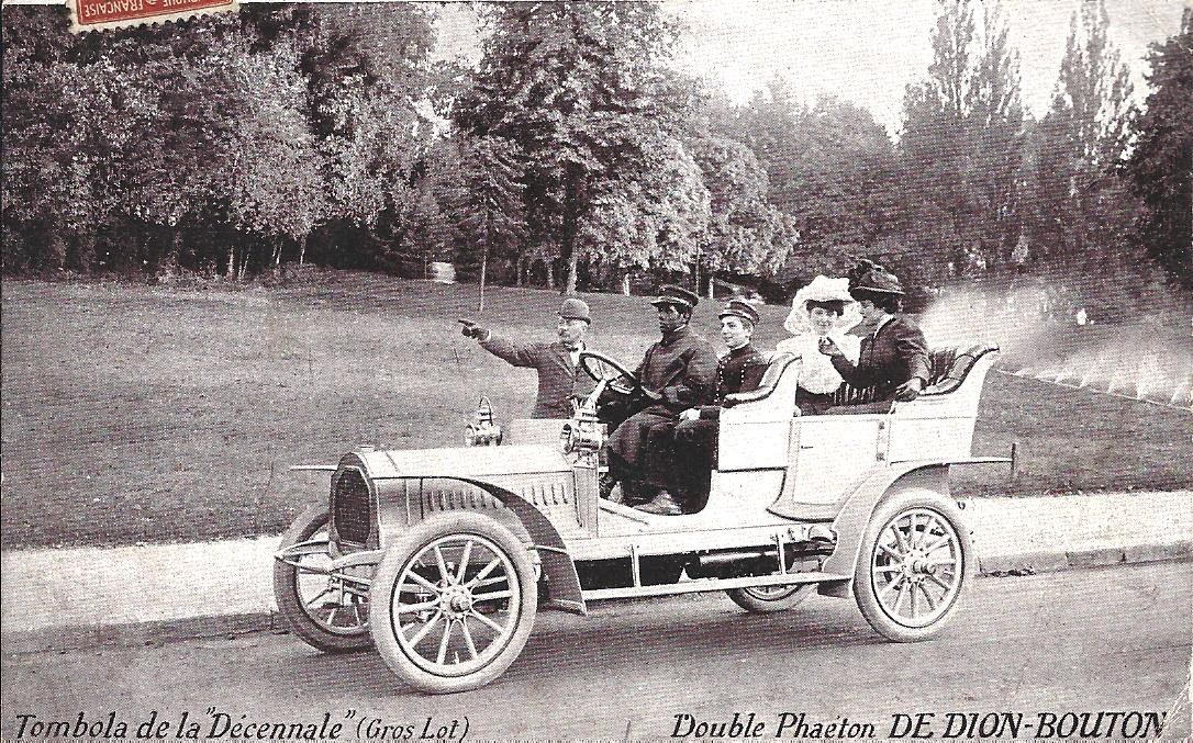 TRANSPORTS. Voiture Double Phaeton De Dion Bouton avec Chauffeur 1907 au Bois de Boulogne