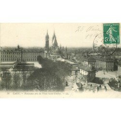 carte postale ancienne 14 CAEN. Panorama pris du Vieux Saint-Etienne 1910