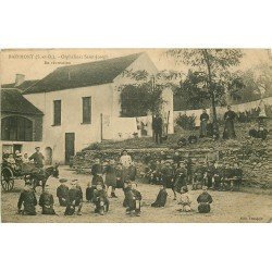 78 BAZEMONT. Orphelinat Saint-Joseph les écoliers en récréation et attelage âne