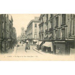 carte postale ancienne 14 CAEN. Rue et Tour Saint-Jean
