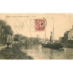 carte postale ancienne 14 CAEN. Départ du Bateau du Havre 1906