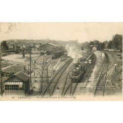22 LAMBALLE. Train avec Locomotive à vapeur quais de la Gare 1928