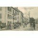 90 GIROMAGNY. Attelage et Automobile ancienne devant Hôtel du Boeuf sur Grand'Rue et Place 1918