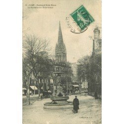 carte postale ancienne 14 CAEN. Fontaine des 3 Grâces Boulevard Saint-Pierre 1911