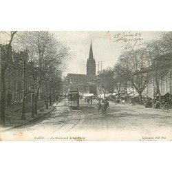 carte postale ancienne 14 CAEN. Le Marché Boulevard Saint-Pierre 1904