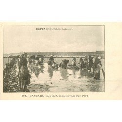 35 CANCALE. Les Huîtres nettoyage d'un Parc vers 1900