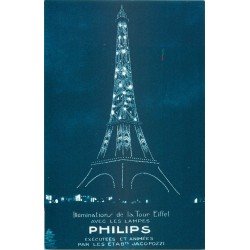 PARIS. Illuminations de la Tour Eiffel avec les lampes Philips éxécutées par Jacopozzi