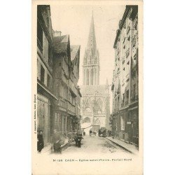carte postale ancienne 14 CAEN. Portail Eglise Saint-Pierre 1902