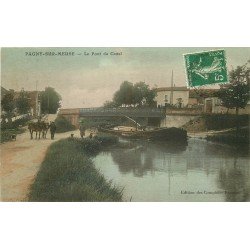 55 PAGNY-SUR-MEUSE. Péniche halée par des Chevaux sous le Pont du Canal 1913. Edition Comptoirs Français