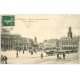 carte postale ancienne 02 SAINT-QUENTIN. Théatre et Hôtel de Ville 1907. Fiacres Taxi