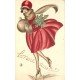 ILLUSTRATEUR GERMAINE. Femme avec étole et robe rouge peinte à la main 1923