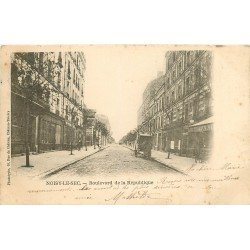 93 NOISY-LE-SEC. Attelage de livraisons devant une Brasserie Boulevard de la République 1903