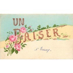 61 ESSAI ou ESSAY. Un Baiser carte peinte à la main 1946
