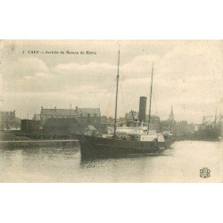 carte postale ancienne 14 CAEN. Top Promotion. Arrivée du Bateau du Havre 1915