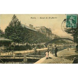 PARIS 10 Ecluses et Péniches sur le Canal Saint-Martin 1909