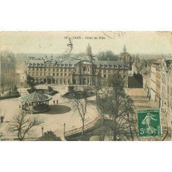 carte postale ancienne 14 CAEN. Top Promotion. Hôtel de Ville Kiosque à musiques 1909