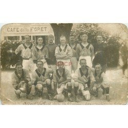 27 VERNON. Rare équipe Militaire de Football du Club. Carte Photo Café de la Forêt. Boin photographe rue Ste-Genevève