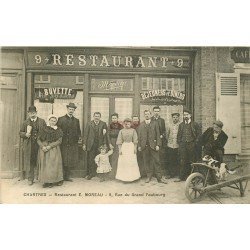 28 CHARTRES. Buvette Restaurant Moreau 9 Rue du Grand Faubourg. Carte note addition au verso