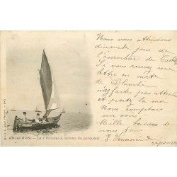 33 ARCACHON. La Pinasse bateau du Parqueur d'Huîtres 1903. Poissons et crustacés