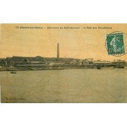 71 CHALON-SUR-SAONE. Port des Torpilleurs aux Chantiers du Petit Creusot 1910. Carte toilée