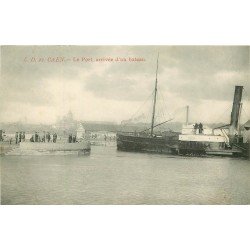 carte postale ancienne 14 CAEN. Top Promotion Arrivée d'un Bateau au Port 22